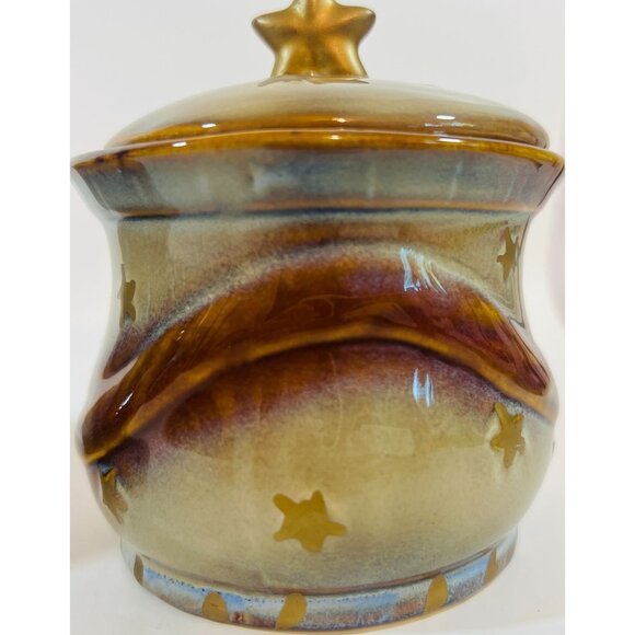 Santa Face Ceramic Bowls Sugar & Powdered Creamer Star Lid "Ho! Ho! Ho!" Design - Picture 3 of 6